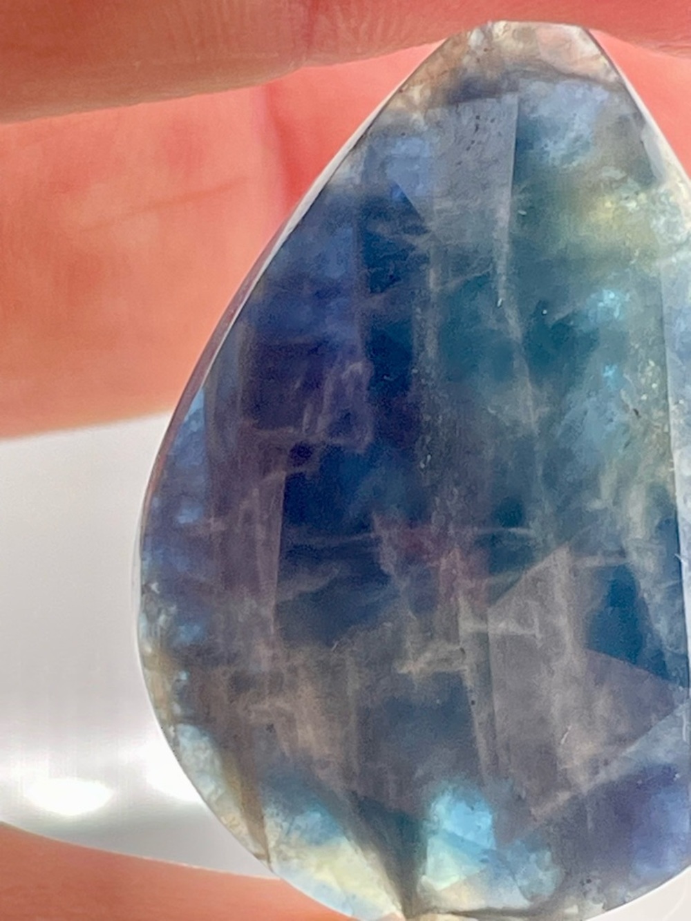 51ct Blue Sapphire‼️ BLUE Yellow Gray loose Pear Pendant necklace - Picture 12 of 16